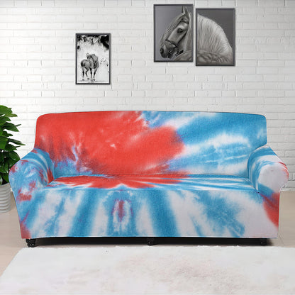 Orange And Blue Tie Dye Print Sofa Cover
