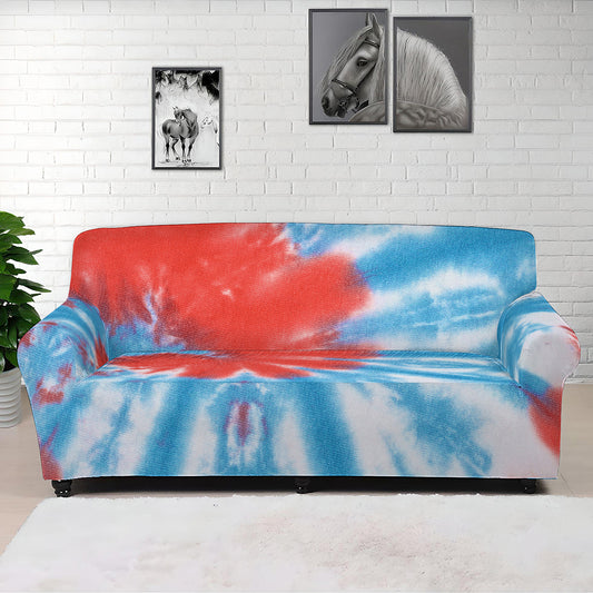 Orange And Blue Tie Dye Print Sofa Cover