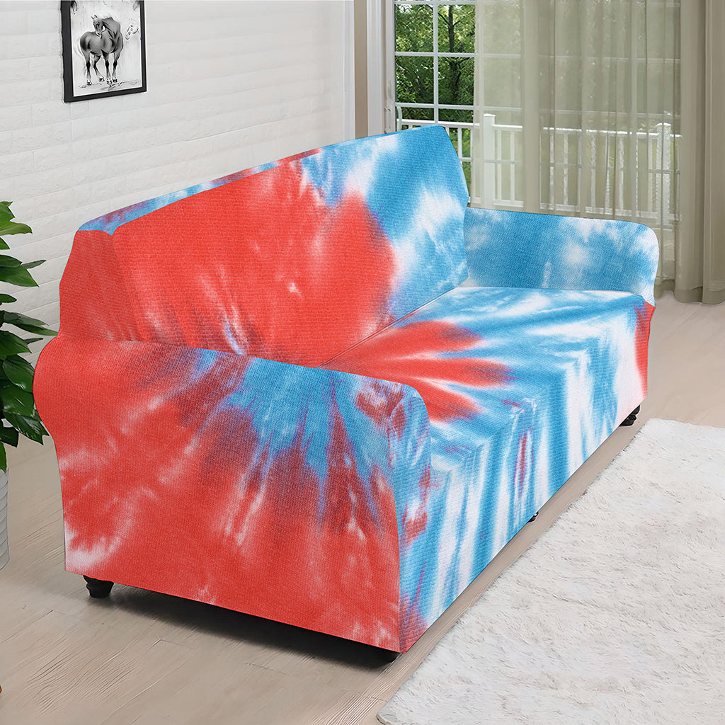 Orange And Blue Tie Dye Print Sofa Cover