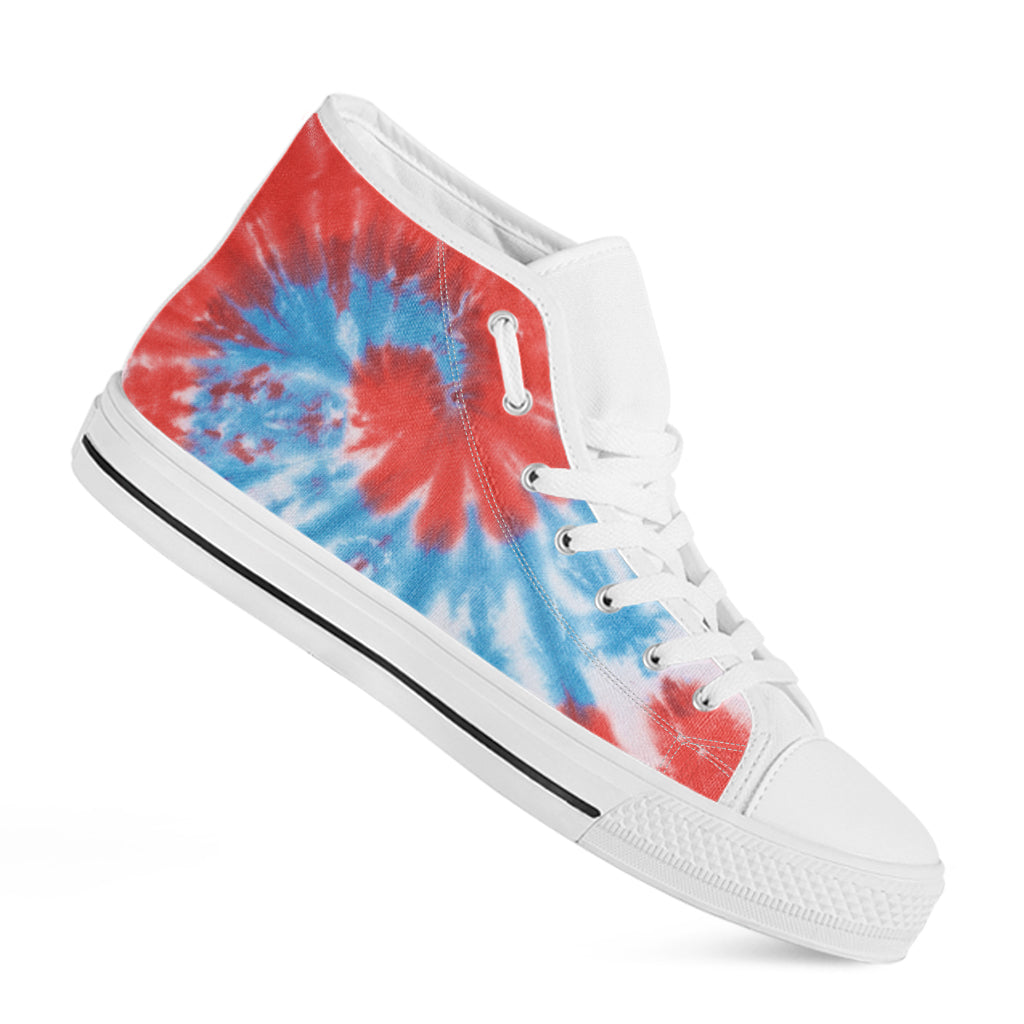 Orange And Blue Tie Dye Print White High Top Shoes
