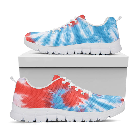 Orange And Blue Tie Dye Print White Sneakers