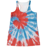 Orange And Blue Tie Dye Print Women's Racerback Tank Top