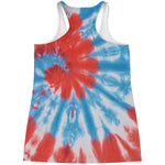 Orange And Blue Tie Dye Print Women's Racerback Tank Top