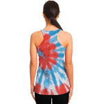 Orange And Blue Tie Dye Print Women's Racerback Tank Top