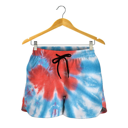 Orange And Blue Tie Dye Print Women's Shorts