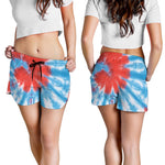 Orange And Blue Tie Dye Print Women's Shorts