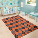 Orange And Grey Halloween Argyle Print Area Rug