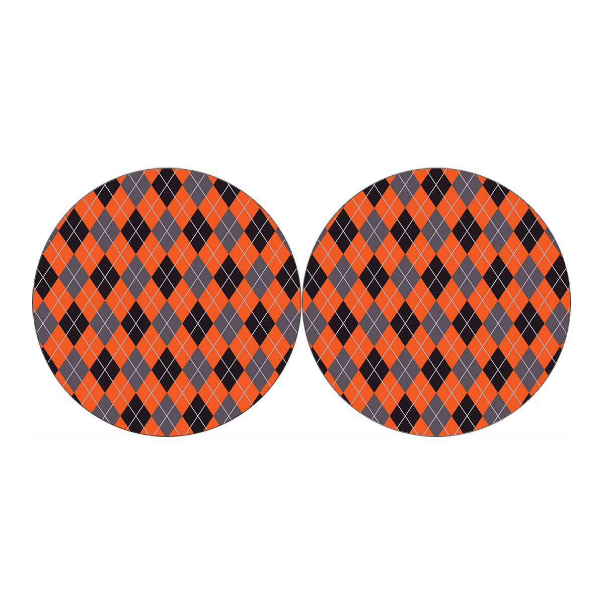 Orange And Grey Halloween Argyle Print Car Coasters