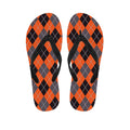 Orange And Grey Halloween Argyle Print Flip Flops