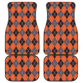 Orange And Grey Halloween Argyle Print Front and Back Car Floor Mats