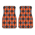 Orange And Grey Halloween Argyle Print Front Car Floor Mats