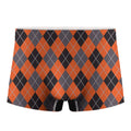 Orange And Grey Halloween Argyle Print Men's Boxer Briefs