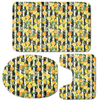 Orange And Lemon Striped Pattern Print 3 Piece Bath Mat Set