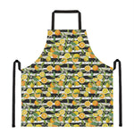 Orange And Lemon Striped Pattern Print Apron