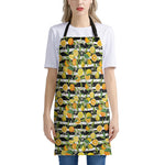 Orange And Lemon Striped Pattern Print Apron