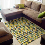 Orange And Lemon Striped Pattern Print Area Rug