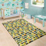 Orange And Lemon Striped Pattern Print Area Rug