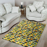 Orange And Lemon Striped Pattern Print Area Rug