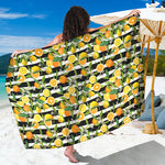 Orange And Lemon Striped Pattern Print Beach Sarong Wrap