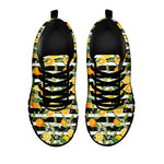 Orange And Lemon Striped Pattern Print Black Sneakers