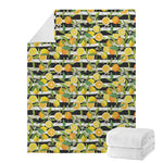 Orange And Lemon Striped Pattern Print Blanket