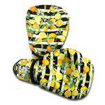 Orange And Lemon Striped Pattern Print Boxing Gloves