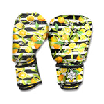 Orange And Lemon Striped Pattern Print Boxing Gloves
