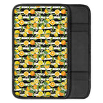 Orange And Lemon Striped Pattern Print Car Center Console Cover