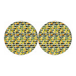 Orange And Lemon Striped Pattern Print Car Coasters