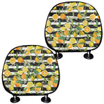 Orange And Lemon Striped Pattern Print Car Headrest Covers