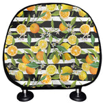 Orange And Lemon Striped Pattern Print Car Headrest Covers