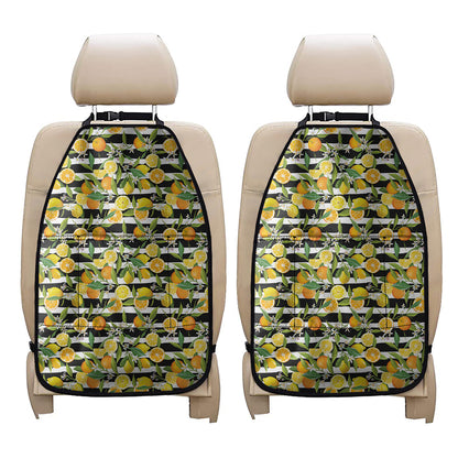 Orange And Lemon Striped Pattern Print Car Seat Organizers