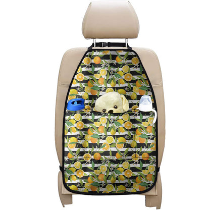 Orange And Lemon Striped Pattern Print Car Seat Organizers