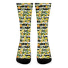 Orange And Lemon Striped Pattern Print Crew Socks