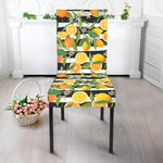 Orange And Lemon Striped Pattern Print Dining Chair Slipcover