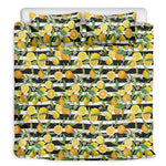 Orange And Lemon Striped Pattern Print Duvet Cover Bedding Set