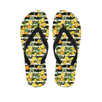 Orange And Lemon Striped Pattern Print Flip Flops