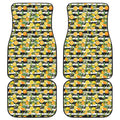 Orange And Lemon Striped Pattern Print Front and Back Car Floor Mats