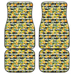 Orange And Lemon Striped Pattern Print Front and Back Car Floor Mats