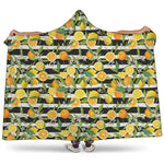Orange And Lemon Striped Pattern Print Hooded Blanket