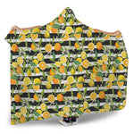 Orange And Lemon Striped Pattern Print Hooded Blanket