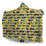 Orange And Lemon Striped Pattern Print Hooded Blanket