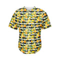 Orange And Lemon Striped Pattern Print Men's Baseball Jersey