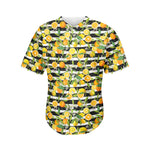 Orange And Lemon Striped Pattern Print Men's Baseball Jersey
