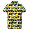 Orange And Lemon Striped Pattern Print Men's Short Sleeve Shirt