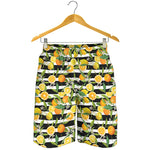 Orange And Lemon Striped Pattern Print Men's Shorts