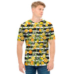 Orange And Lemon Striped Pattern Print Men's T-Shirt