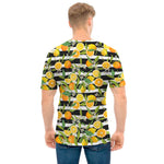 Orange And Lemon Striped Pattern Print Men's T-Shirt