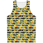 Orange And Lemon Striped Pattern Print Men's Tank Top