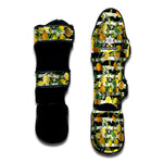 Orange And Lemon Striped Pattern Print Muay Thai Shin Guard